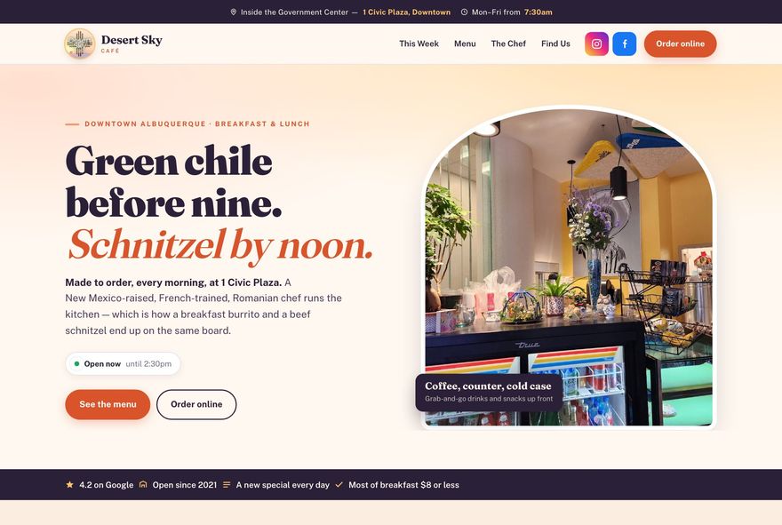 Desert Sky Caf&eacute; website