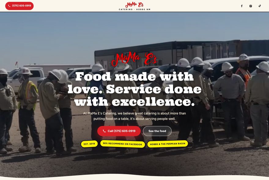 MaMa E&rsquo;s Catering website