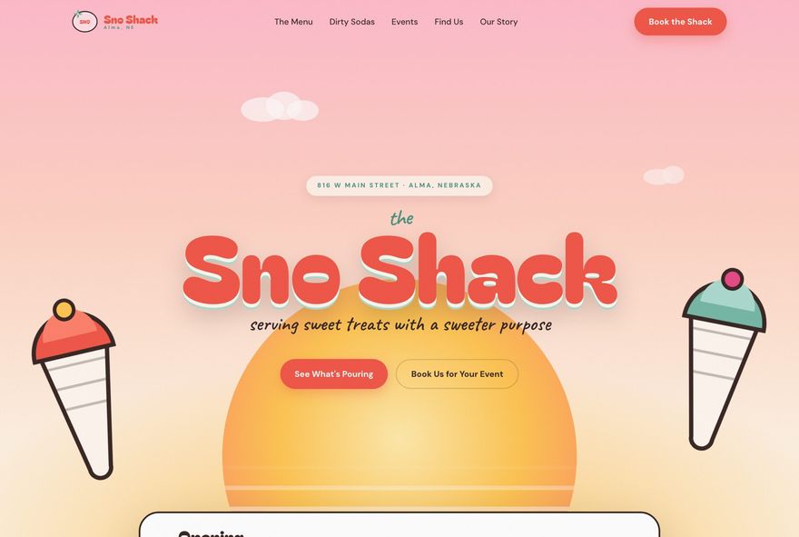 The Sno Shack website